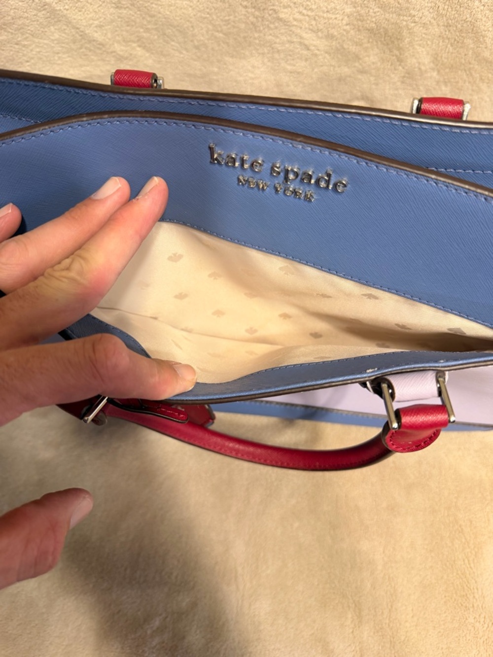 Kate Spade Staci Medium Satchel Colorblock Saffiano Leather Crossbody NWOT - Picture 4 of 7